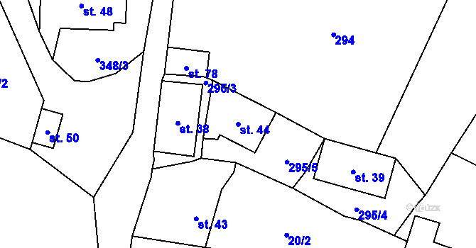 Parcela st. 44 v KÚ Putkov, Katastrální mapa