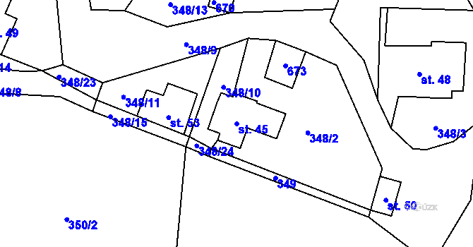Parcela st. 45 v KÚ Putkov, Katastrální mapa