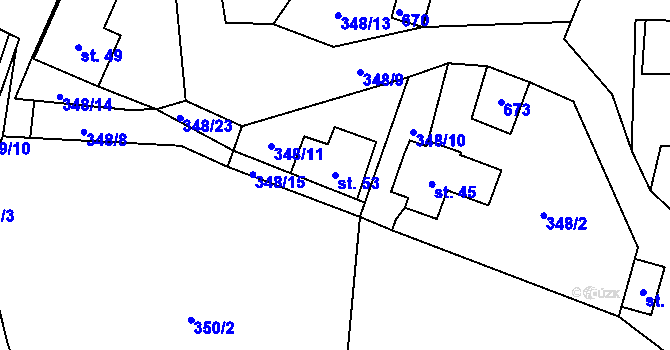 Parcela st. 53 v KÚ Putkov, Katastrální mapa