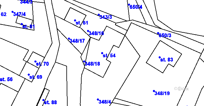 Parcela st. 54 v KÚ Putkov, Katastrální mapa