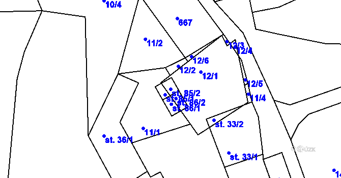 Parcela st. 85/2 v KÚ Putkov, Katastrální mapa