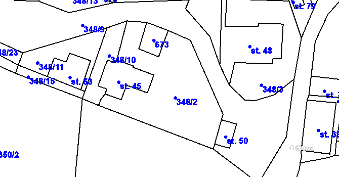 Parcela st. 348/2 v KÚ Putkov, Katastrální mapa