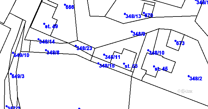 Parcela st. 348/11 v KÚ Putkov, Katastrální mapa