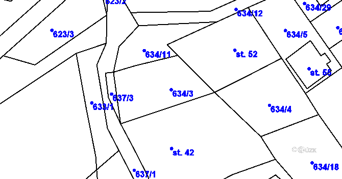 Parcela st. 634/3 v KÚ Putkov, Katastrální mapa