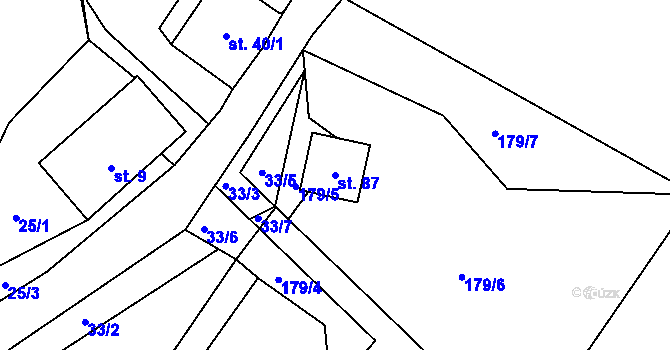 Parcela st. 87 v KÚ Putkov, Katastrální mapa