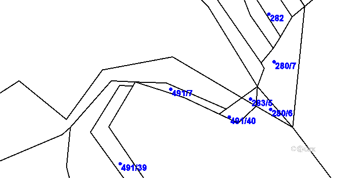 Parcela st. 491/7 v KÚ Putkov, Katastrální mapa