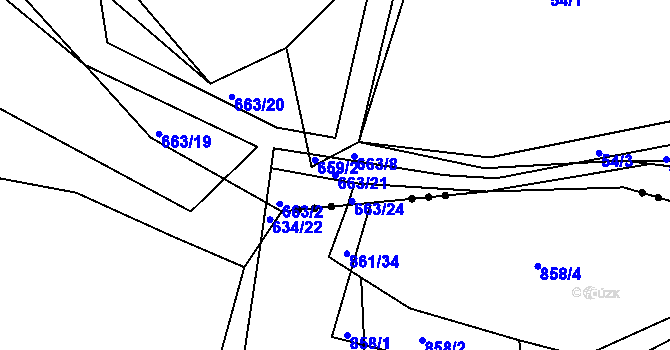 Parcela st. 663/21 v KÚ Putkov, Katastrální mapa
