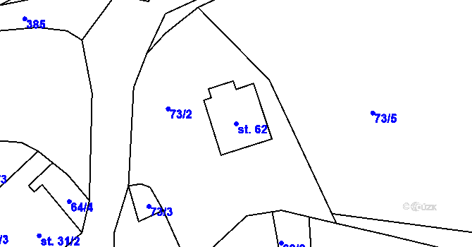 Parcela st. 62 v KÚ Račov, Katastrální mapa