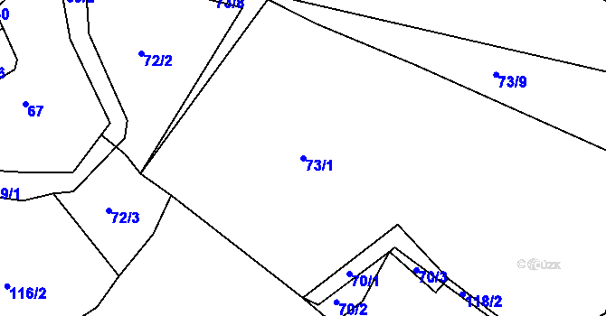 Parcela st. 73/1 v KÚ Račov, Katastrální mapa