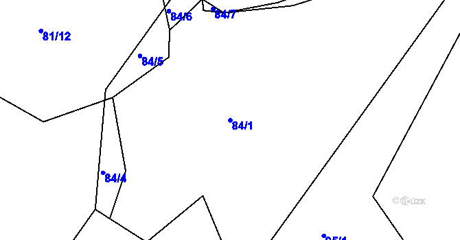 Parcela st. 84/1 v KÚ Račov, Katastrální mapa