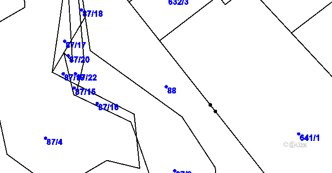 Parcela st. 88 v KÚ Račov, Katastrální mapa