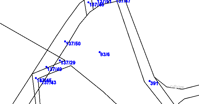 Parcela st. 93/6 v KÚ Račov, Katastrální mapa