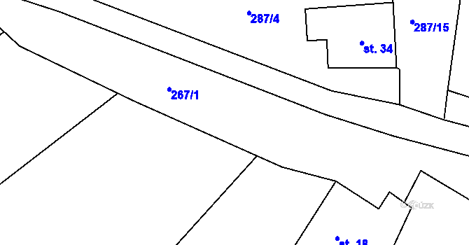 Parcela st. 267/1 v KÚ Račov, Katastrální mapa