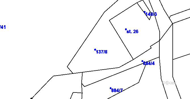 Parcela st. 137/8 v KÚ Račov, Katastrální mapa