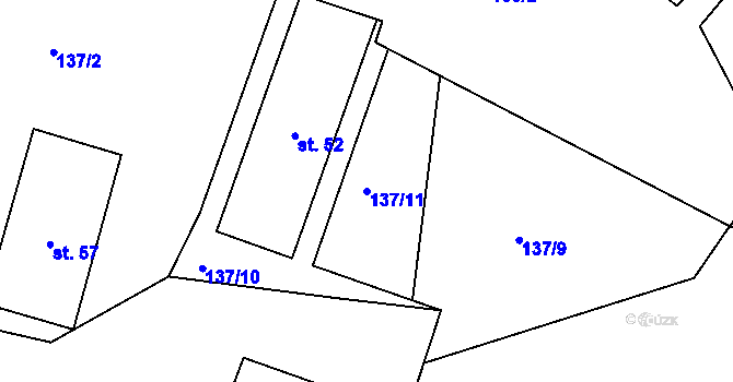 Parcela st. 137/11 v KÚ Račov, Katastrální mapa