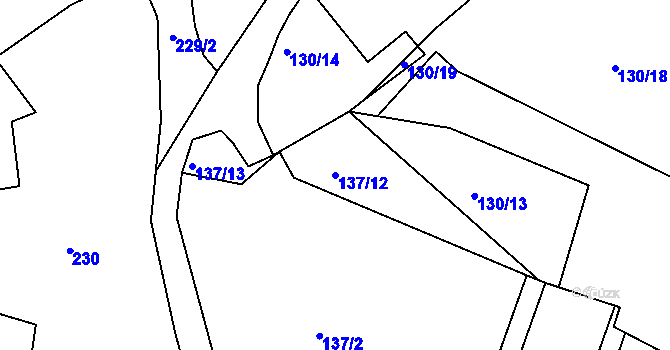 Parcela st. 137/12 v KÚ Račov, Katastrální mapa