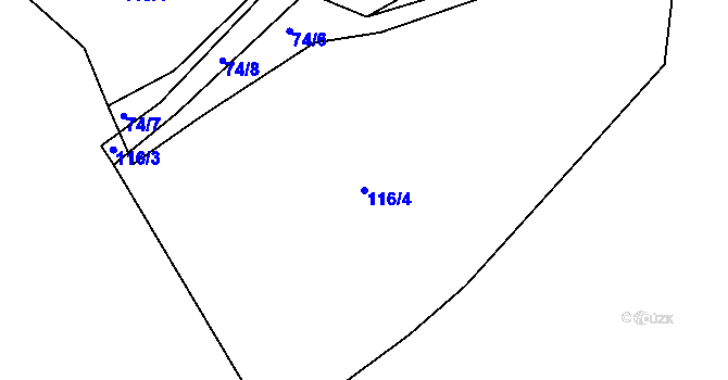 Parcela st. 116/4 v KÚ Račov, Katastrální mapa