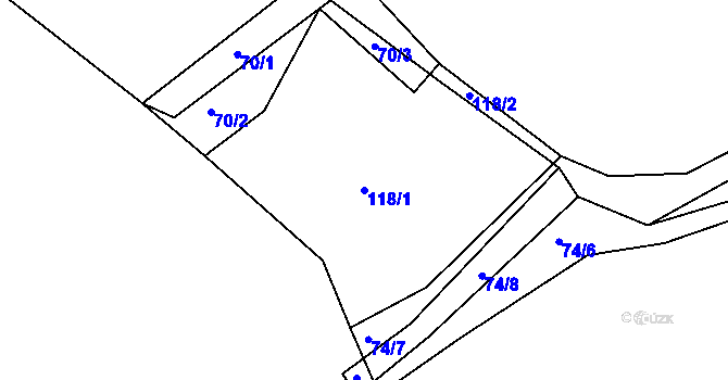 Parcela st. 118/1 v KÚ Račov, Katastrální mapa