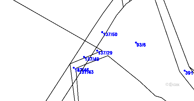 Parcela st. 137/29 v KÚ Račov, Katastrální mapa