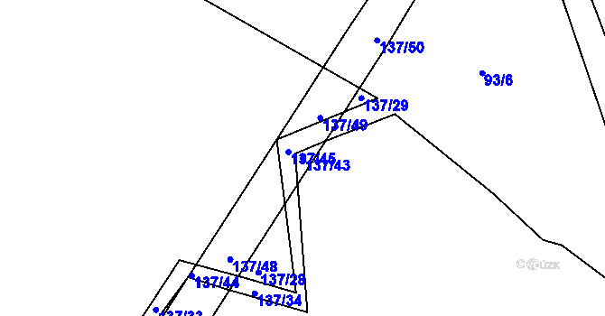 Parcela st. 137/43 v KÚ Račov, Katastrální mapa
