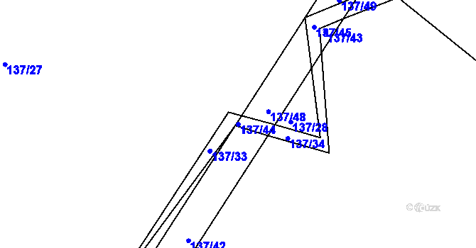 Parcela st. 137/44 v KÚ Račov, Katastrální mapa