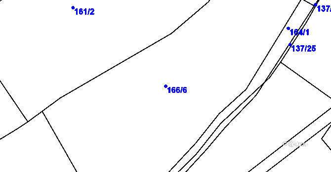 Parcela st. 166/6 v KÚ Račov, Katastrální mapa