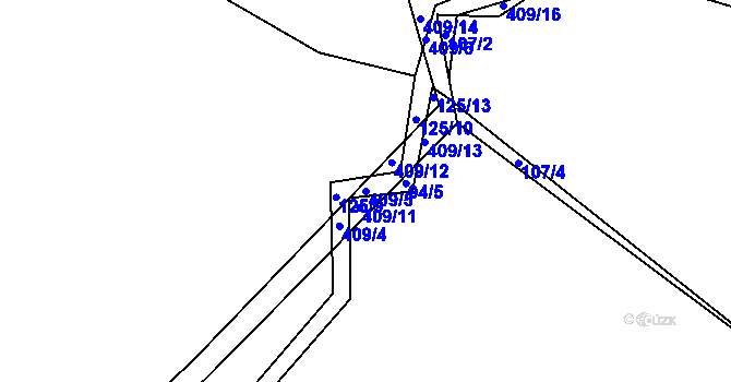 Parcela st. 409/5 v KÚ Račov, Katastrální mapa