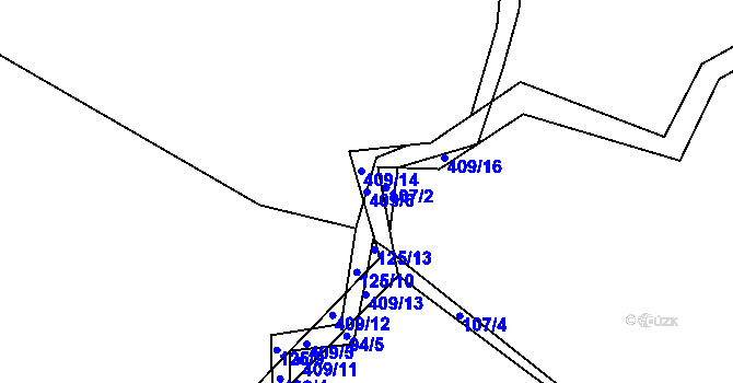 Parcela st. 409/6 v KÚ Račov, Katastrální mapa