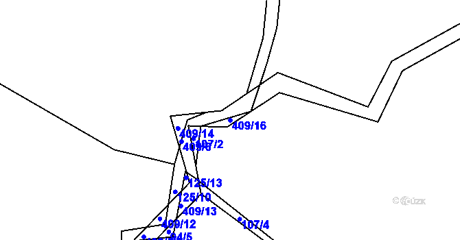 Parcela st. 409/16 v KÚ Račov, Katastrální mapa