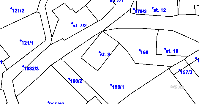 Parcela st. 8 v KÚ Zdíkov, Katastrální mapa
