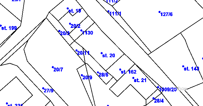 Parcela st. 20 v KÚ Zdíkov, Katastrální mapa