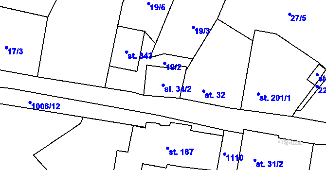 Parcela st. 34/2 v KÚ Zdíkov, Katastrální mapa