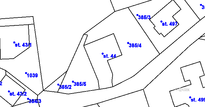 Parcela st. 44 v KÚ Zdíkov, Katastrální mapa