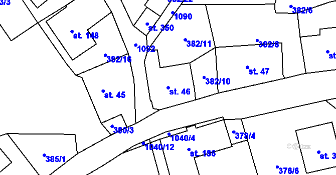 Parcela st. 46 v KÚ Zdíkov, Katastrální mapa