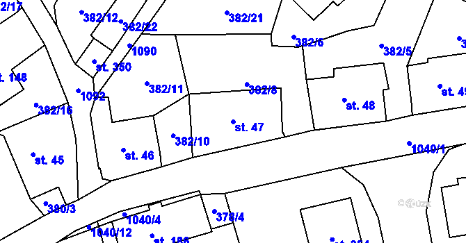 Parcela st. 47 v KÚ Zdíkov, Katastrální mapa