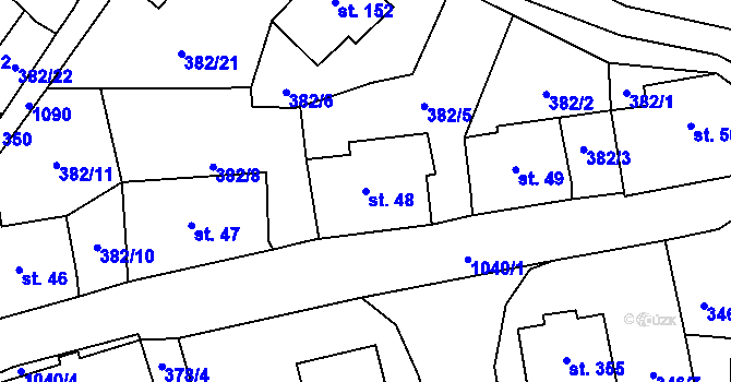 Parcela st. 48 v KÚ Zdíkov, Katastrální mapa