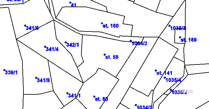 Parcela st. 59 v KÚ Zdíkov, Katastrální mapa