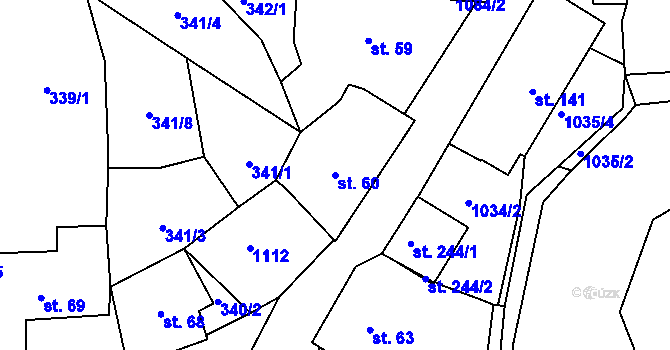 Parcela st. 60 v KÚ Zdíkov, Katastrální mapa
