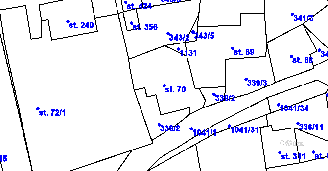 Parcela st. 70 v KÚ Zdíkov, Katastrální mapa