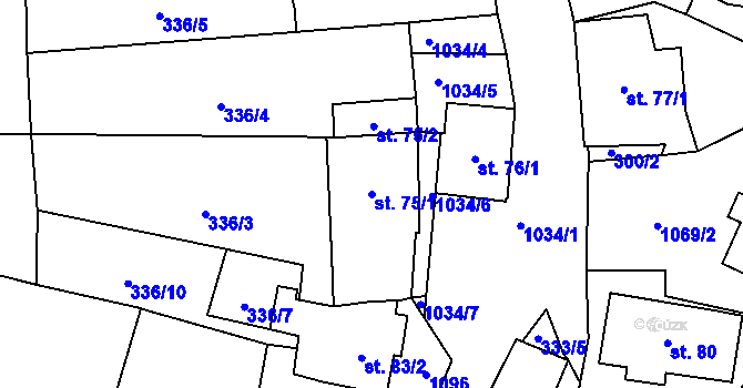 Parcela st. 75/1 v KÚ Zdíkov, Katastrální mapa