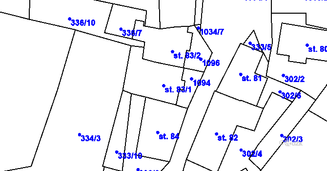 Parcela st. 83/1 v KÚ Zdíkov, Katastrální mapa