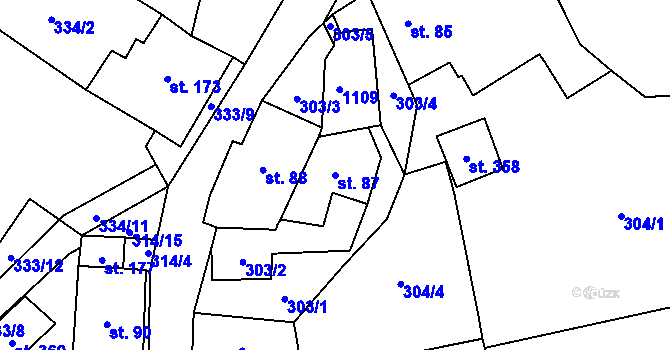 Parcela st. 87 v KÚ Zdíkov, Katastrální mapa