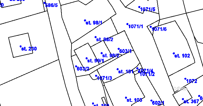 Parcela st. 99/2 v KÚ Zdíkov, Katastrální mapa