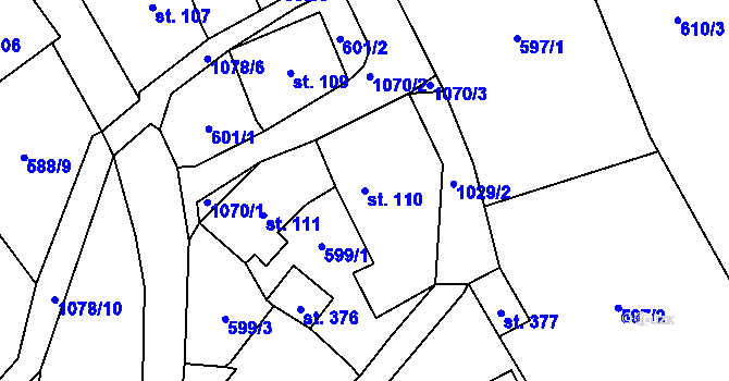 Parcela st. 110 v KÚ Zdíkov, Katastrální mapa