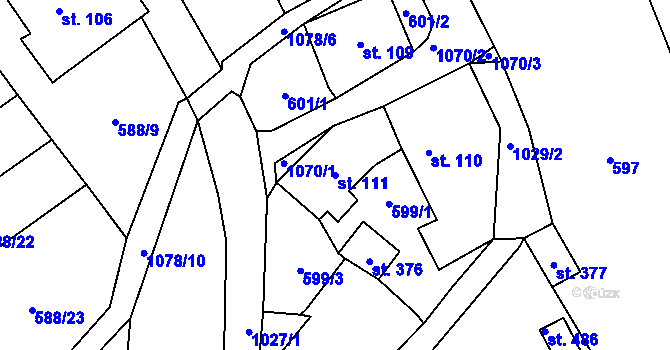 Parcela st. 111 v KÚ Zdíkov, Katastrální mapa