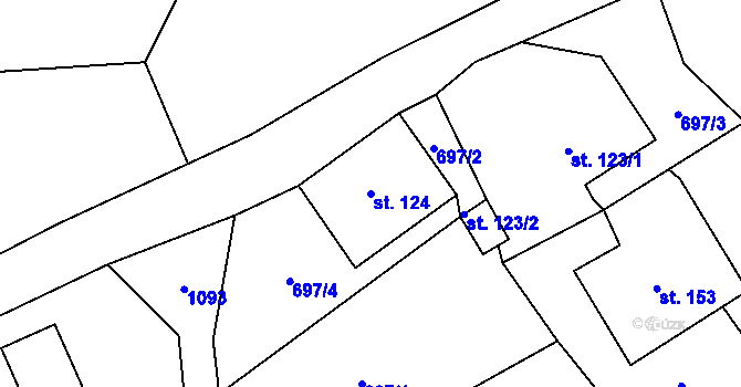 Parcela st. 124 v KÚ Zdíkov, Katastrální mapa