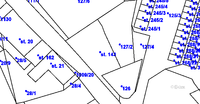 Parcela st. 143 v KÚ Zdíkov, Katastrální mapa