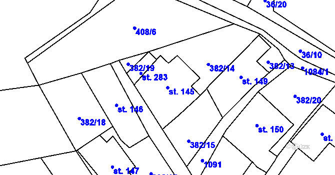 Parcela st. 145 v KÚ Zdíkov, Katastrální mapa