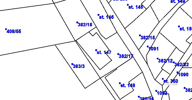 Parcela st. 147 v KÚ Zdíkov, Katastrální mapa