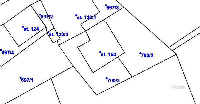 Parcela st. 153 v KÚ Zdíkov, Katastrální mapa